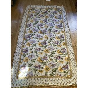 April Cornell Vintage Large Floral Table Cloth Rectangle Yellow Purple Country
